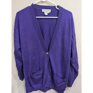 Pretty v-neck pocket Royal purple cardigan gold buttons by Outlander size M